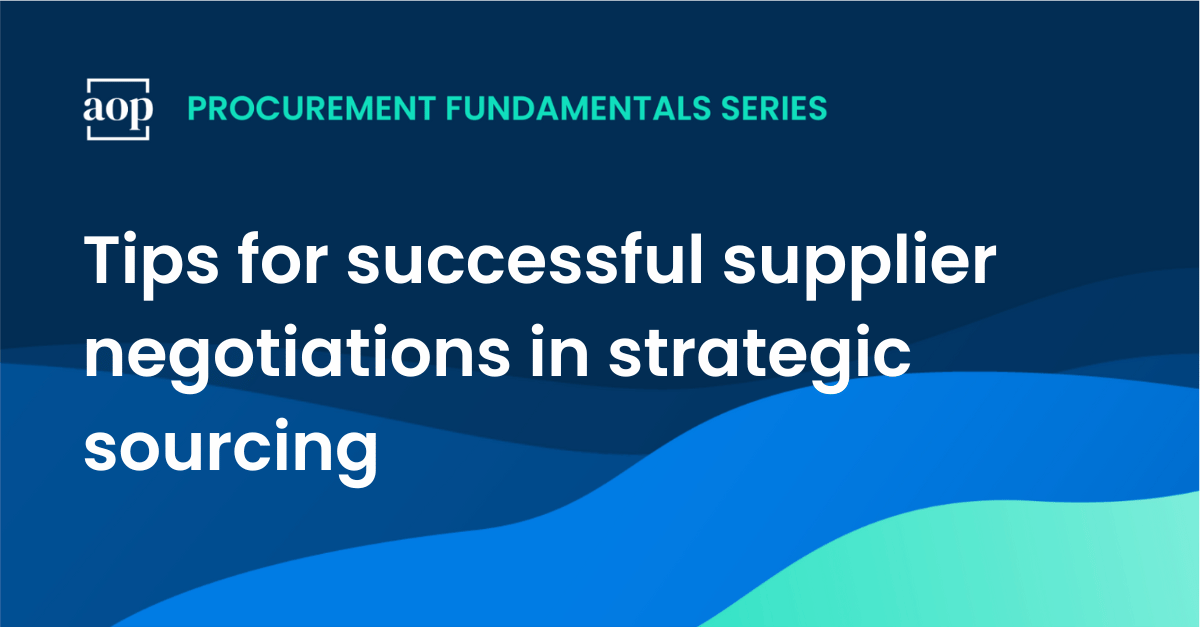 Negotiations in strategic sourcing